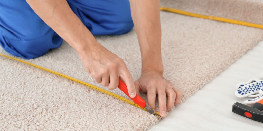 A man conducting a Carpet Installation