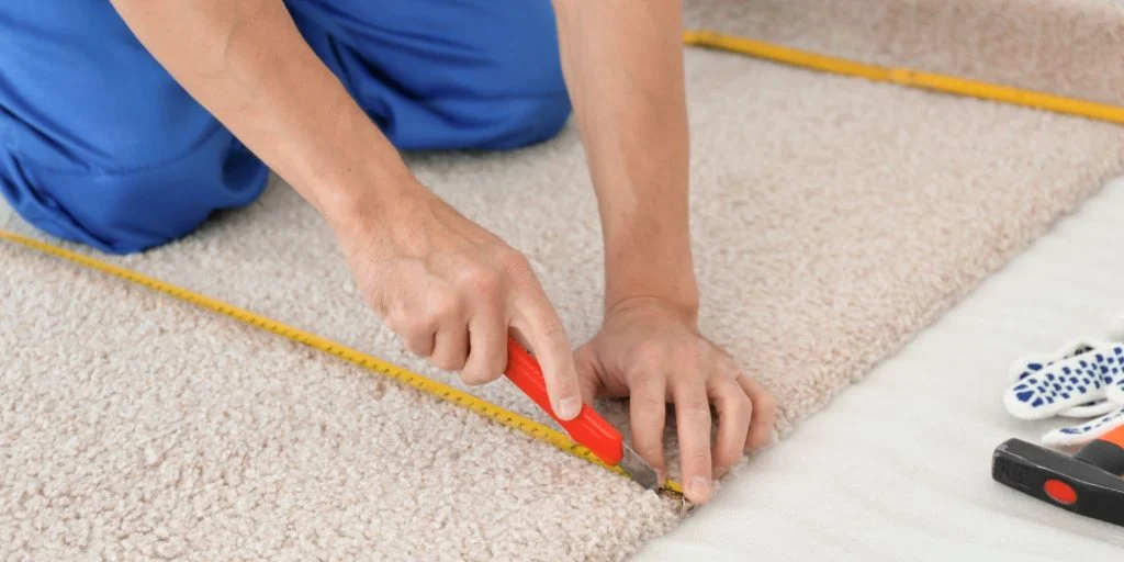 A man conducting a Carpet Installation