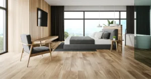 Light Brown Luxury Vinyl Planks installed in a spacious modern home