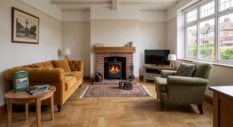 Herringbone Flooring in Purley: A Natural Oak Living Area Case Study