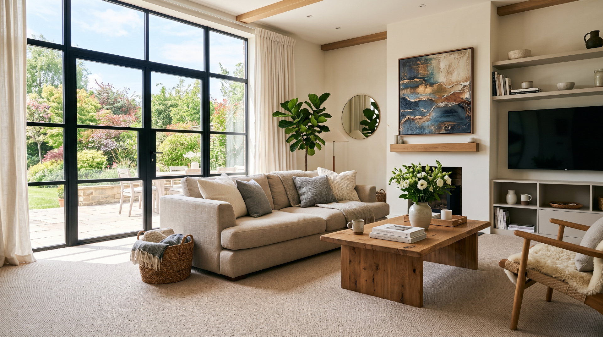 Bright Modern Carpet Living Area